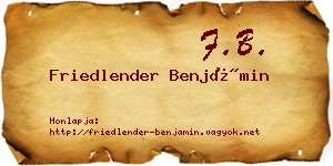 Friedlender Benjámin névjegykártya